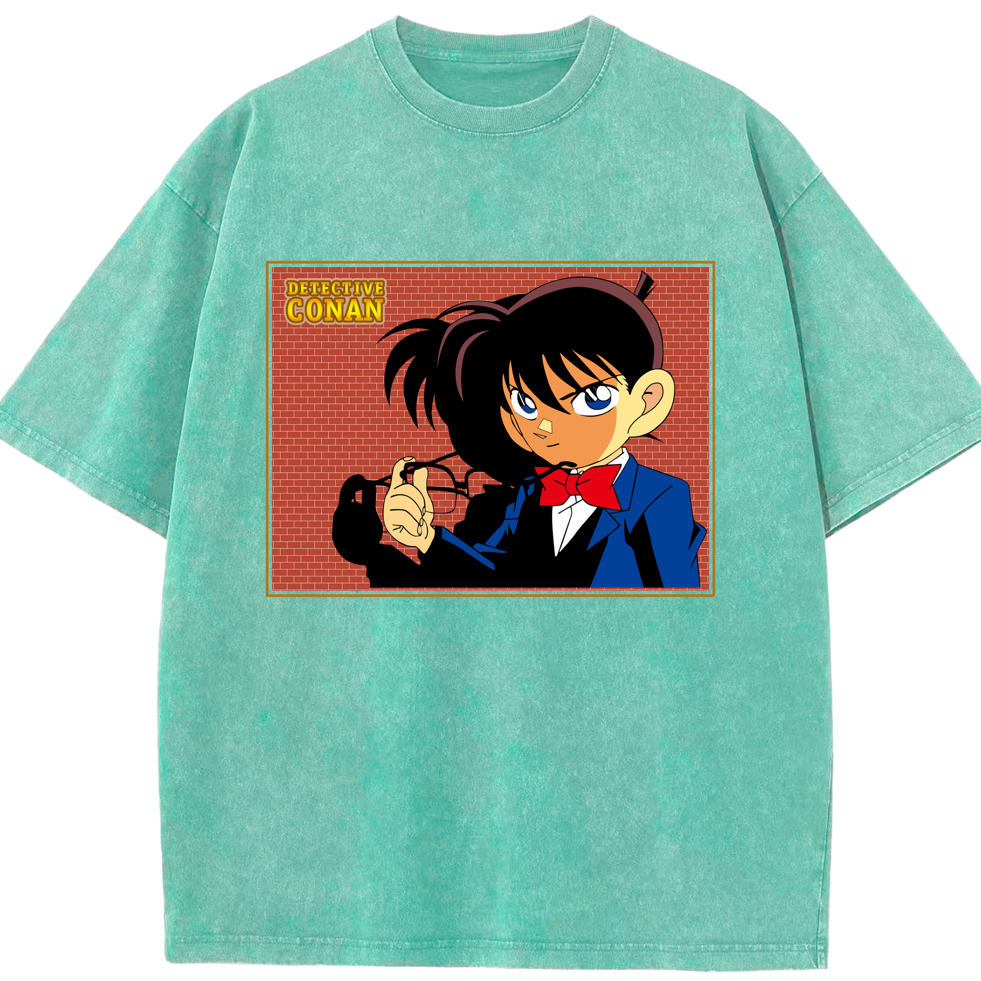 （画像用） 名探偵コナン 江戸川 コナン Detective Conan Conan Edogawa 綿100% ヴィンテージ風 半袖Tシャツ（フロントプリント）